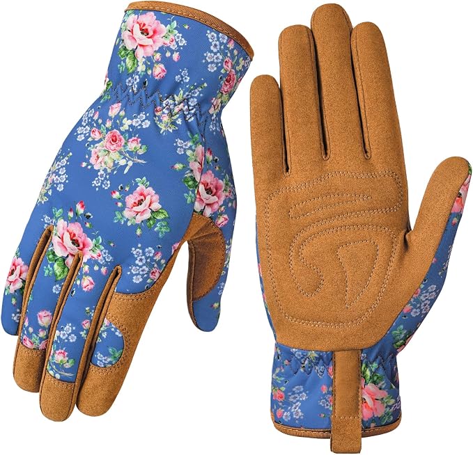 Trifabricy Gardening Gloves for Women, Breathable Leather Garden Gloves with Grip, Thorn-Proof Puncture-Resistant Work Gloves