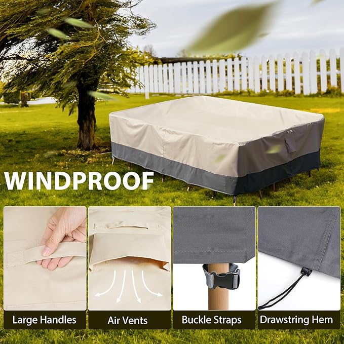 Patio Furniture Covers Waterproof Heavy Duty, 90"x64"x28" Large Outdoor Dining Table and Chair Covers/ Waterproof UV Snow Resistant/ General Purpose Outside Sectional Sofa Set Covers