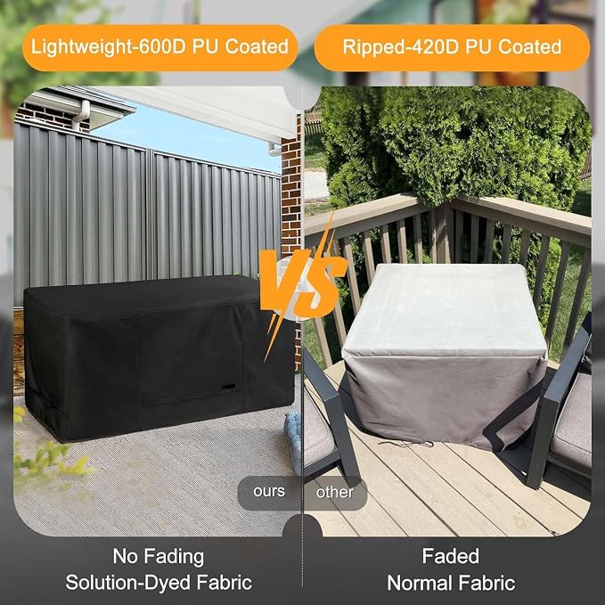 NettyPro Deck Box Cover Outdoor Waterproof Storage Bench Cover for Rectangular Deck Box, 50 x 21 x 23 inch, Black