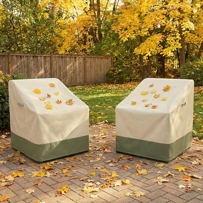 BPS Patio Chair Cover for Lawn Deep Seat and Deck Swivel Chairs, 600D Waterproof Cover with Attached Storage Bag and Reflective Handles for Outdoor Furniture, 34''W x 38''D x 38''H