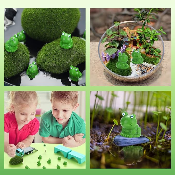 EKisemio 50 Pcs Mini Frog Garden Decor | Green Frog Figurines | Miniature Home Décor | Tiny Plastic Frogs | Fairy Garden Decor | Tiny plastic Frog to hide for Miniature Garden, Terrarium, Plant Pots, DIY Crafts