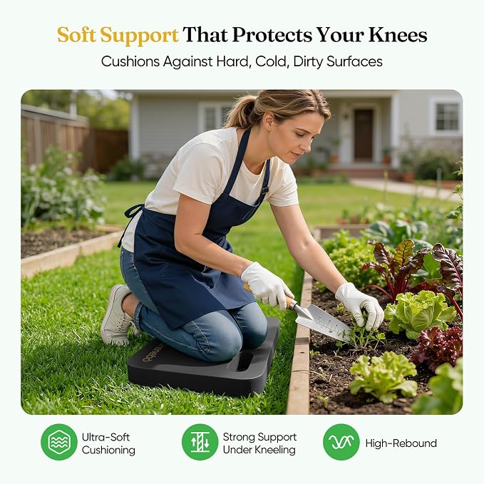 Grenebo 2-Pack Kneeling Pads, Extra Thick, 17.3 x 11 x 1.6 in, Black Pink | Soft NBR Foam Cushion for gardening kneeling pad use, Knee pad support for Gardening, Baby Bathing, Exercise and Work