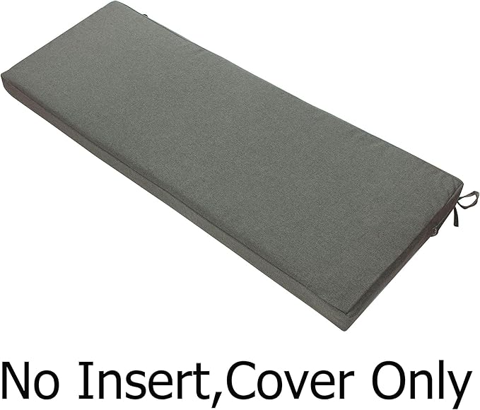 FUNHOME Outdoor Bench Cushion Cover 42 x18 x 3 inch,Water Resistant Cover with Zipper&Ties,Fade-Resistant Slipcover,Patio Porch Swing Cushion Cover Replacement Only,No Insert(Dark Gray)