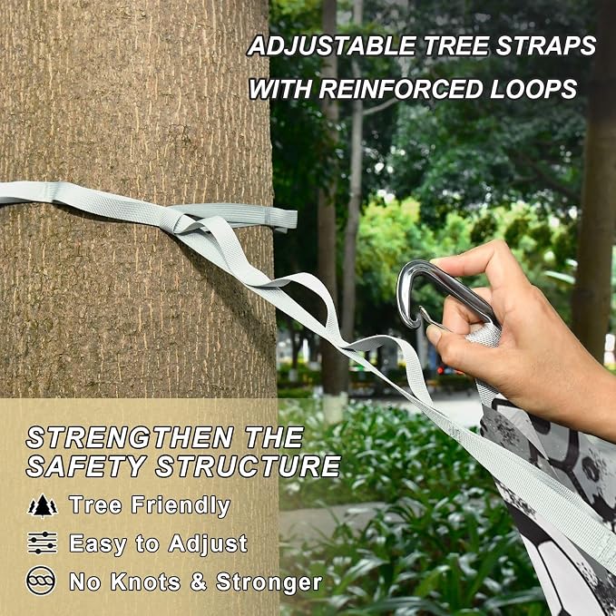 Soccer Graffiti Camping Hammock, Portable Lightweight Single Hammock with Tree Straps and Aluminum Carabiners, 114" x 54" Travel Hammock for Hiking Backpacking Beach