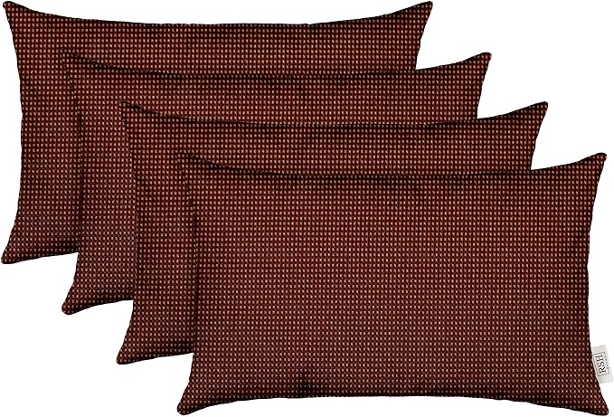 RSH DECOR: Lumbar Throw Pillows Set of 4 | 20" x 12" | Water and Fade-Resistant Performance Fabric | Outdoor Pillow Covers with Down-Alternative Inserts | Made in USA (Kieran Spice Burgundy)