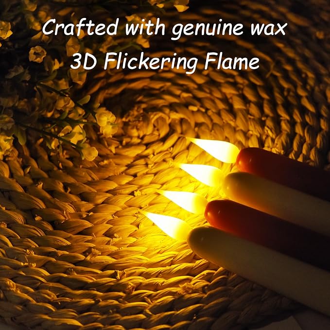 Flameless Taper Candles with Remote Control,9PACK Plastic LED Candle, Flickering Battery Operated, 9.2'’Classic Tall Candles for Wedding, Party,Christmas,Home Decor (Red)