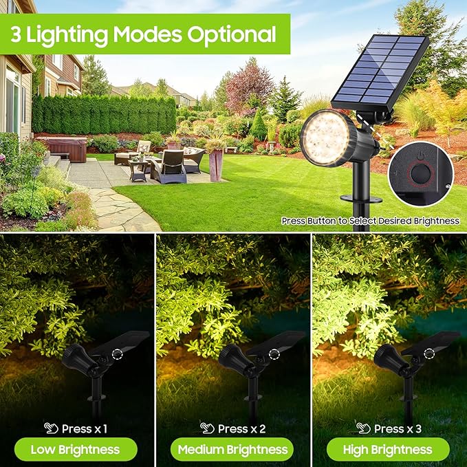 800 Lumens Solar Powered Spot Lights Outdoor - Adjustable Solar Flood Lights with 30 LEDs, 3 Modes, IP65 Waterproof, Solar Light for Landscape, Yard, Garden, Driveway, Tree, Wall(Warm White, 6-Pack)