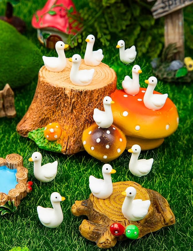 180Pcs Mini Tiny Resin Gooses | DIY Crafts, Lawn Yard Garden Decorfor Dollhouse Fairy Gardens Micro Landscape DIY Crafts