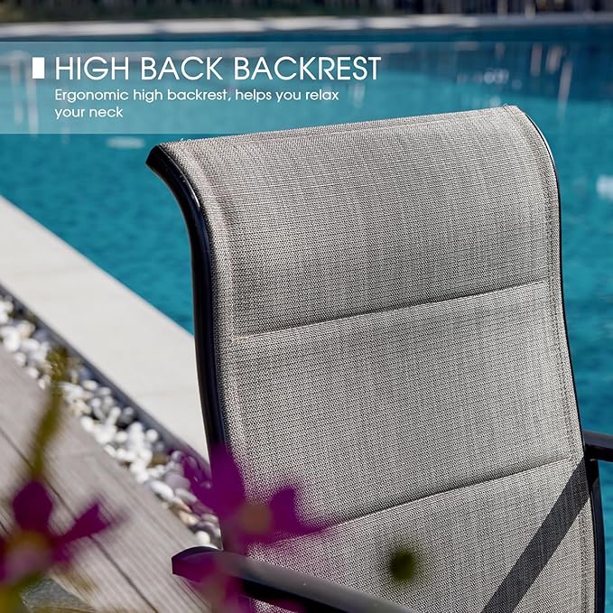 VICLLAX Patio Dining Set for 6, 6 Seats Outdoor Furniture Includes 50.1" Round Patio Table and Swivel Padded Chairs, Walnut Tabletop and Mixed Brown Fabric