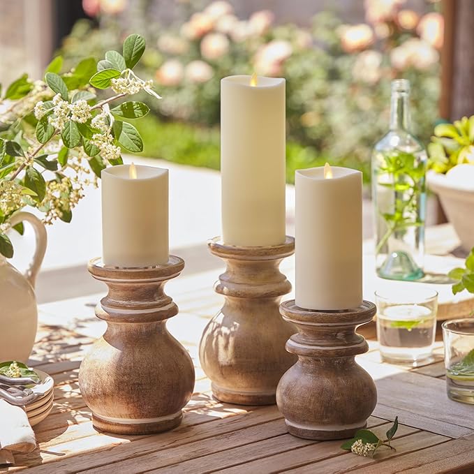 Luminara Realistic Artificial Moving Flame Outdoor Pillar Candle - Moving Flame LED Battery Operated Lights for Outside Christmas, Thanksgiving - Remote Ready - Remote Sold Separately - 3.25" x 6.5"