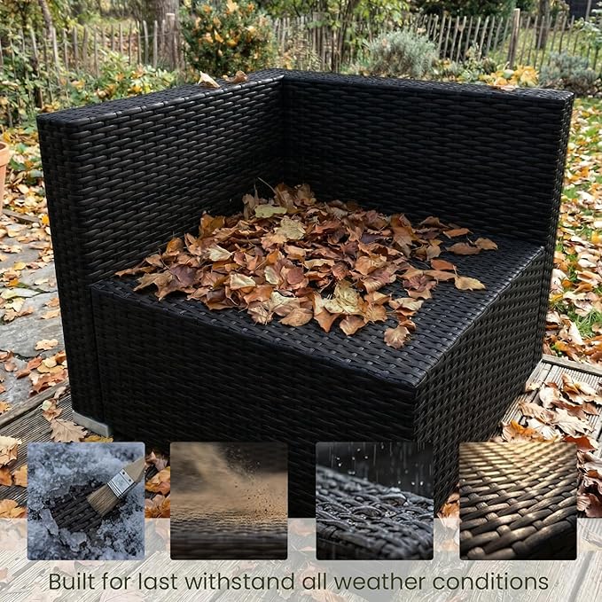 LayinSun 15 Piece Patio Furniture Set with Fire Pit Table, Outdoor Conversation Sets Wicker Rattan Sectional Sofa with Coffee Table
