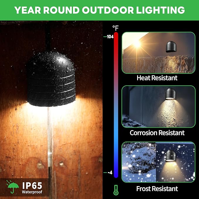Low Voltage Landscape Deck Lights - 12V Step Lights LED Outdoor, Warm White & Daylight White Adjustable, IP65 Waterproof Hardwired Black Aluminum for Yard Wall Fence Railing 4 Pack