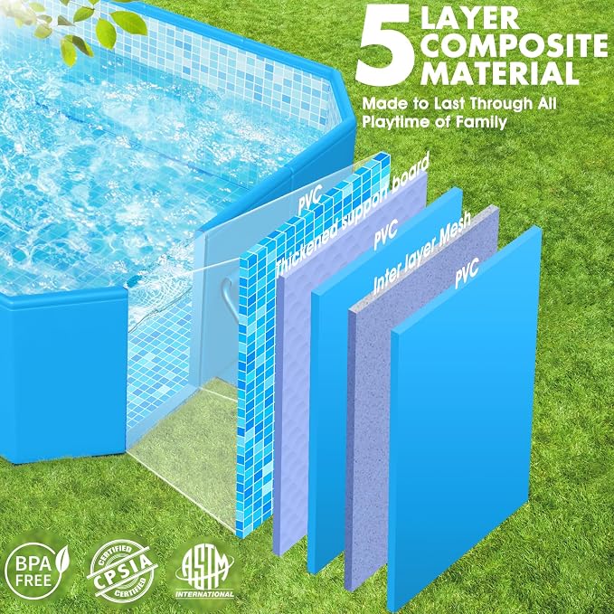 StarOcean 2026 Foldable Pool, Large Non-Inflatable Swimming Pool for Kids,Adult Collapsible Pools Hard Plastic Shell, Oversized Thickened,Portable Folding Kids Pools for Backyard 89"x48"x20"-Dark Blue