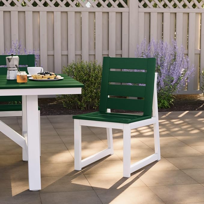Costaelm Stinson Outdoor Patio HDPE Dining Side Chair, Dark Green