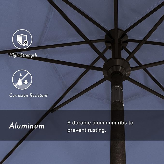 California Umbrella 7.5' Rd. Aluminum Patio Umbrella, Crank Lift, Collar Tilt, Bronze Pole