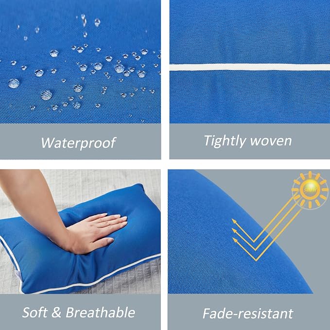 JMGBird Blue Outdoor Pillows Waterproof Outdoor Throw Pillows with Insert (Pack of 2)