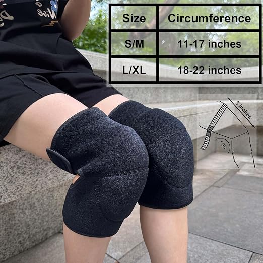 Work Knee Pads for Men Women, Adjustable Foam Cushion, Black M (1 Pair) | Waterproof Thick Kneeling Cushion, Strap on Kneepads for Gardeners, Housework, Yard, Cleaning, Flooring, Tile, Carpet Work