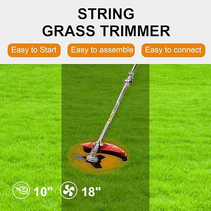 2 in 1 Gas Weed Eater, 52cc 2-Stroke Weed Eater Gas Powered, 2026 Upgraded Gas Weed Wacker with Extension Pole, 8500RPM Strong Power for Lawn Garden Yard (Red)