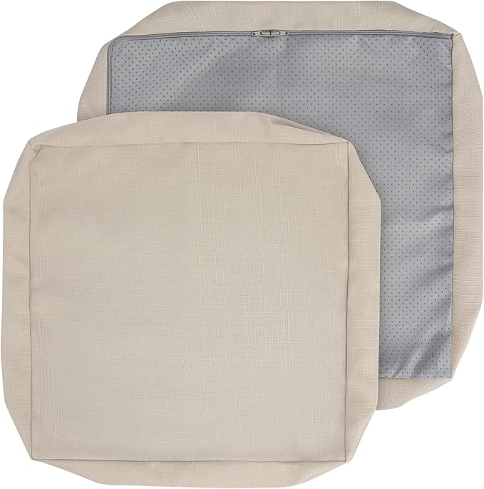 FUNHOME Outdoor Cushion Covers 20 x 20 x 4 inch,Set of 2,Non-Slip Grips Bottom,Replacement Cushion Covers for Garden Patio Furniture Couch Chair,Fade-Resistant Slipcover Only,No Insert(Antique Beige)