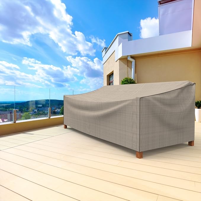 Budge English Garden Patio Sofa Cover, Waterproof & UV-Resistant Outdoor Furniture Cover, Fits Large Sofas up to 79" W x 41" D x 39" H, Tan Tweed