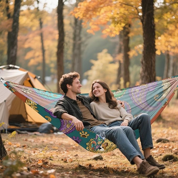 Retro Animal Camping Hammock Fabric for Outside Patio Garden