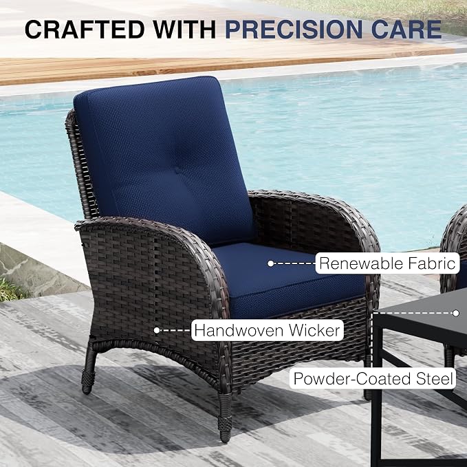 Joyside Wicker Patio Chairs, 4 Piece Rattan Outdoor Furniture with Thickened Cushions, High Back, Deep Seating, Wide Armrest, Outdoor Chairs for Porch, Deck