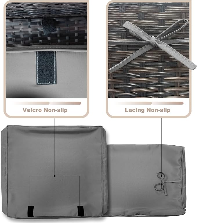 Kurapika Outdoor Cushion Slipcovers 11PCS Patio Set Cushion Covers Replacement for Outdoor Furniture Set, Outdoor Sofa Seat Cushion Cover and Backrest Pillow Covers (Grey)