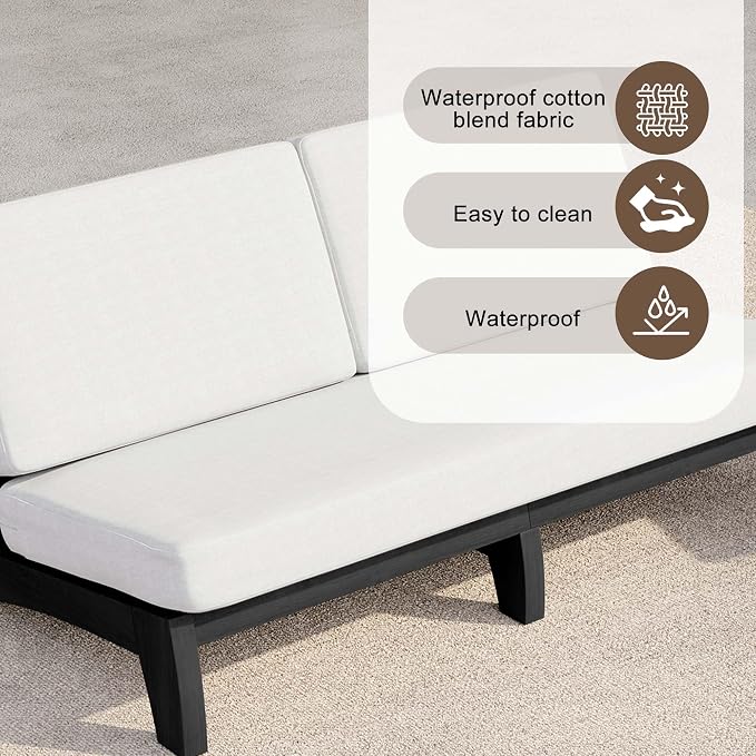 4 Pieces Patio Furniture Sets, All-Weather Outdoor Wood Bistro Set Patio Conversation Coffee Table Chiars and Patio Loveseat for Balcony, Backyard