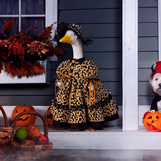 Suzile Halloween Corn Porch Goose Outfit Halloween Geese Costume for 23" High Cement or Plastic Goose Clothes for Yard Lawn Outdoor Garden Patio Fall Party Decoration Concrete Duck Statue Dress