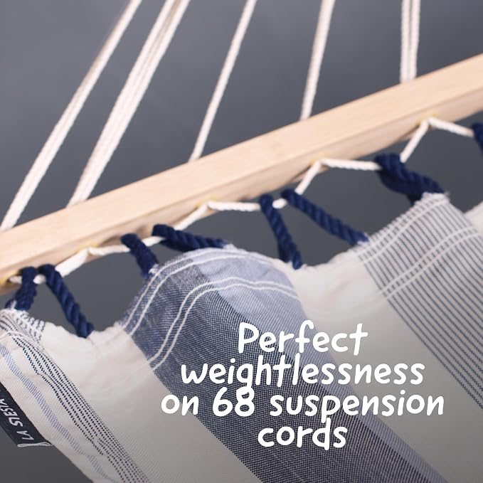 LA SIESTA Alisio Hammock & TreeMount, 2 Person Hammock, Max 355 Lbs, Blue, Weatherproof, Quick-Drying, Handwoven in Colombia