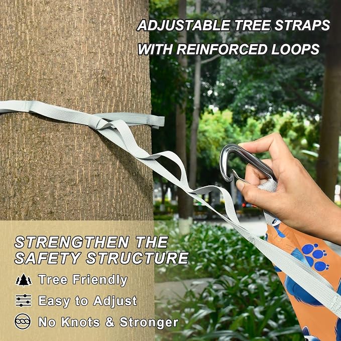 Camping Hammock Outdoor Hammocks for Outside Kitten Orange Beach Trees Portable Lightweight with Pockets Tree Straps Indoor