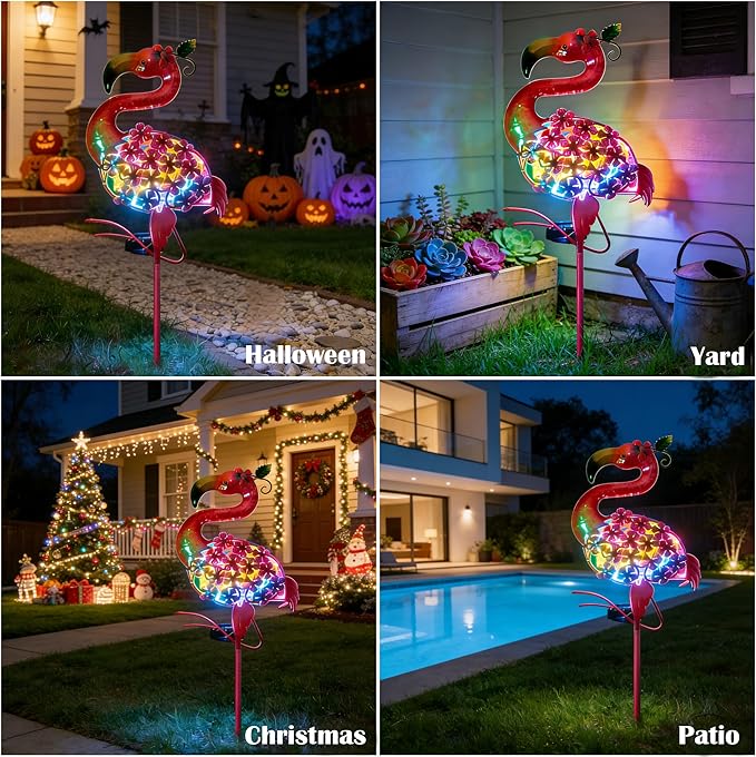 SunKite Flamingo Solar Garden Light Yard Decor Gifts for Women Outdoor Decorative Stake Light Waterproof for Garden,Yard Lawn,Patio, Courtyard, Pathway Gift for Mom Grandma