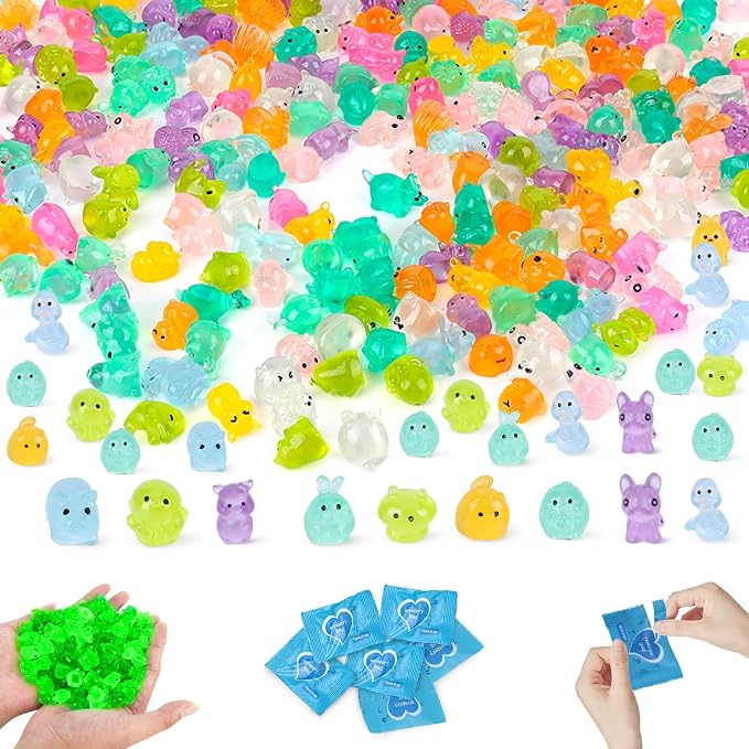 110 pcs Mini Resin Animals Blind Bags, Glow in The Dark Animal Resin Models, 50+ Animal Combination Sets for Adults, Miniature Animal for Fairy Garden, Dollhouse, DIY Craft Decor