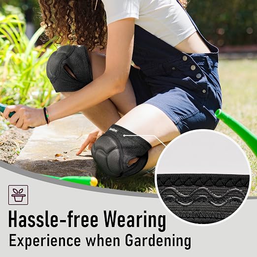COOLJOB Men Women Knee Pads for Gardening House Working, Floor Cleaning and Construction, Durable Breathable Kneeling Cushion with Thick EVA Foam Padding and Adjustable Non-Slip Straps 1 Pair Black