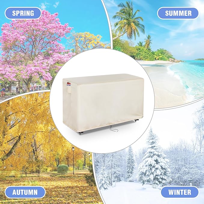 Outdoor Prep Table Cover 33 Inch,Waterproof Patio Outdoor Stainless Steel Metal Grill BBQ Table Cart Cover Dustproof Windproof All Season Pretection for Outdoor Table - 33 x 26 x 33 Inch-Beige