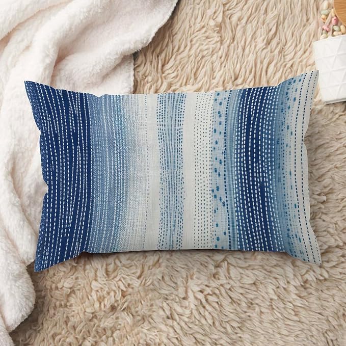 Lumbar Pillow Cases Antelope Aqua Animal Pillowcase Farmhouse White Blue Animal Strip Pillow Cover Accent Outdoor Garden Decoration for for Home Indoor Sofa Couch Decor 16x26in