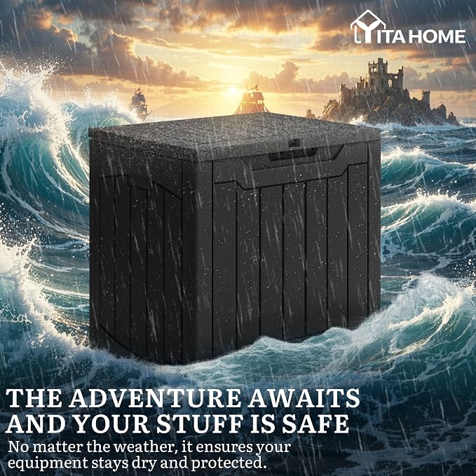 YITAHOME 31 Gallon Deck Boxes Set of 2, Lockable Outdoor Storage Bins for Patio Cushions, Garden Tools, Weather-Resistant Resin Storage Solution, Black