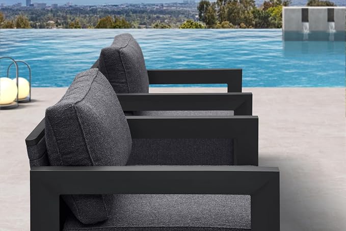 PURPLE LEAF Patio Furniture Set Enclosed Outdoor Couch with 9.6" Thick Cushion and Soft Pillows 8 Piece Outdoor Sectional Sofas with Ottoman Modern Outdoor Conversation Sets for Yard Porch Deck, Grey