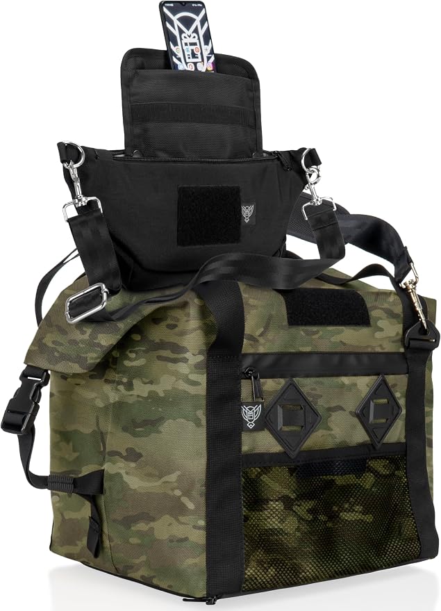 Xtreme Sight Line ~ AQUA G CUBƎ 25 Waterproof + SLING Cross-Body Faraday Bag ~ Protects Against EMP/CME/EMF/RF ~ Diamond Form Faraday Lined Interior ~ Multicam Camo Combo