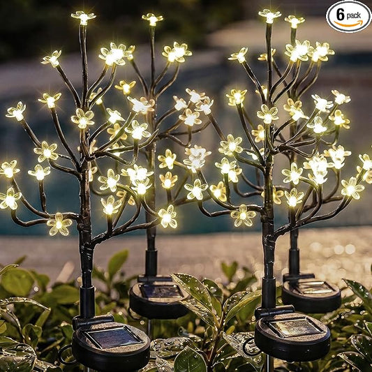 6 Pack Solar Garden Lights Outdoor, Solar Lights Outdoor Flowers | 2Modes 120LED Garden Decor, Waterproof Solar Powered Fairy Garden Outdoor Decorations for Yard Patio Pathway, Gardening Gifts