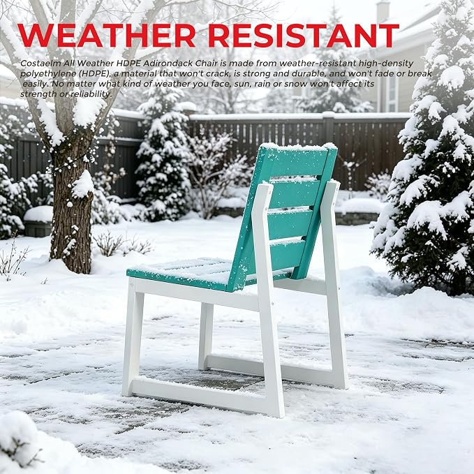 Costaelm Stinson Outdoor Patio HDPE Dining Side Chair, Turquoise
