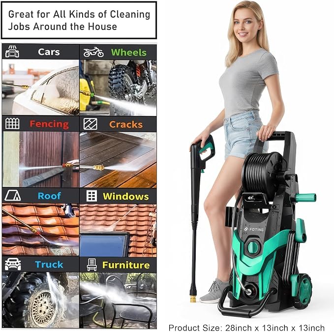 FOTING 2026new Pressure Power Washer 4800PSI with 4 Quick Connect Nozzles,Inlet Hose & Filter, Foam Cannon for Cars/Fences/Driveways/Patios/Home, Blue