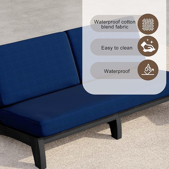 4 Pieces Patio Furniture Sets, All-Weather Outdoor Wood Bistro Set Patio Conversation Coffee Table Chiars and Patio Loveseat for Balcony, Backyard