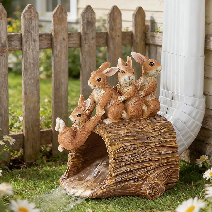 Decorative Gutter Downspout Extensions Statue,3" x 4" Downspout Extension Sculpture,Rabbit Decorative Rain Gutter Downspout Extension Figurine Decor Sculpture for Lawn Yard