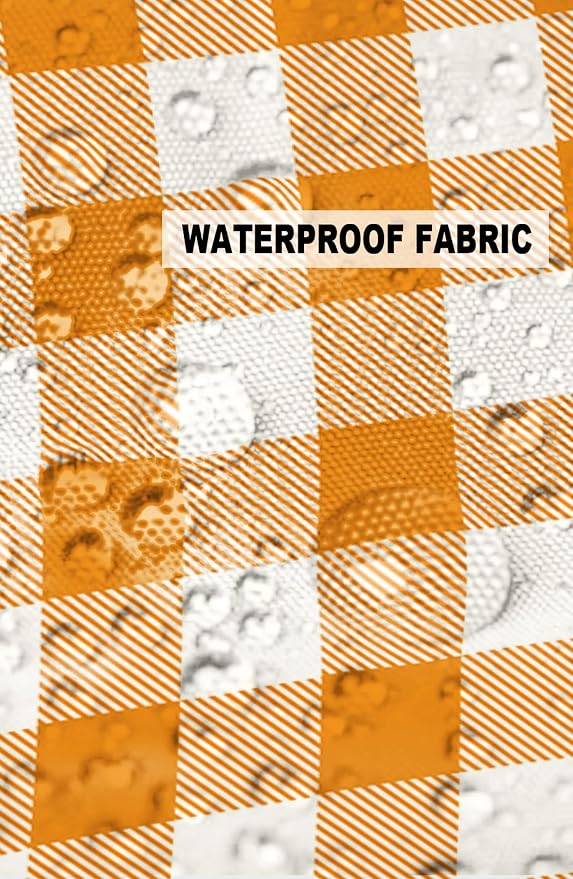 Outdoor Waterproof Throw Pillow Covers Set of 2 Orange Buffalo Check Plaid Pillowcases 26x26 Inches Farmhouse Style Patio Decorative Pillows Cushion Case Patio Pillows for Couch Bed Chair Garden