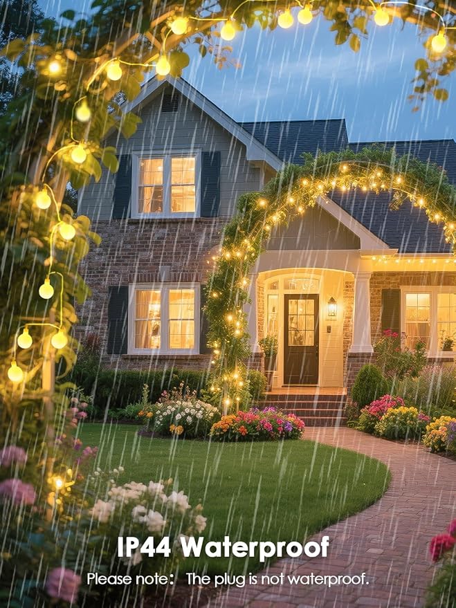 LORRYTE Connectable 43FT 100LED Globe String Lights Indoor, Classroom Light | Warm White String Lights Plug in, Remote, 8 Modes, IP44 Waterproof, Hanging Fairy Lights for Bedroom Outdoor Party Xmas Decor