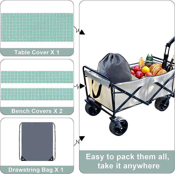 misaya Picnic Table Cover with Bench Cover, Waterproof Elastic Fitted Tablecloth for 5 Foot Tables, Rectangle Washable Polyester Tablecloths for Picnic, Camping, Outdoor (Teal, 30" x 60")
