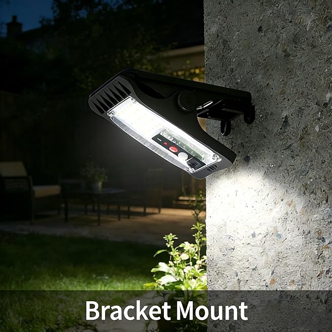 Clip On Solar Motion Lights Outdoor Waterproof, 800LM, 70 LED, 3 Color Temperature, USB & Remote Control, 4 Pack Portable Solar Powered Light for Gutters Fence Garage Camping (1, 70 LEDs)