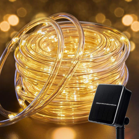 Brightown 72FT 200LED Solar Rope Lights, Warm White 1PACK | IP65 Waterproof Solar Fairy Lights with 8 Lighting Modes, Outdoor String Lights for Party Garden Yard Holiday Tree Decoration