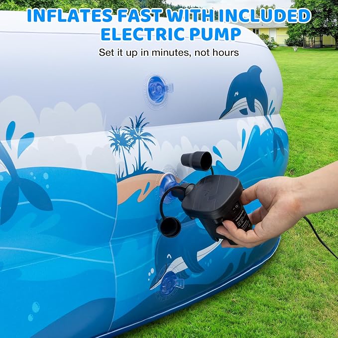 Extra Large Family Inflatable Pool, 130" x 72" x 22" Blow Up Pool for Kids & Adults, Thick PVC Kiddie Swimming Pool for Backyard Summer Fun